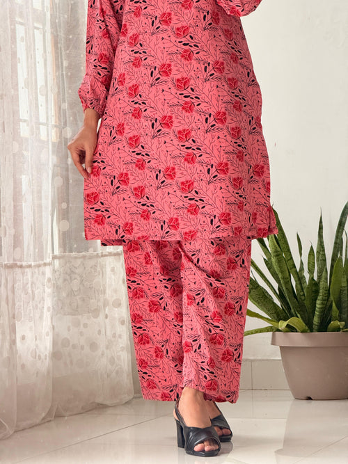 Pink Rose Floral Lounge & Co-ord Set
